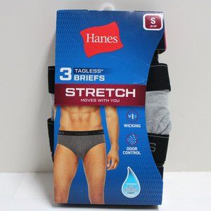 Hanes Men's 3 Pack Tagless Cotton Blend Briefs Size Small 28 - 30"
